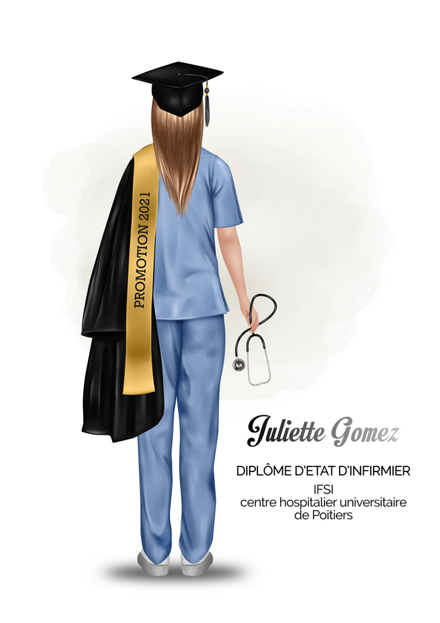 Portrait Diplôme Infirmière IDE – MarieandClaire Créations