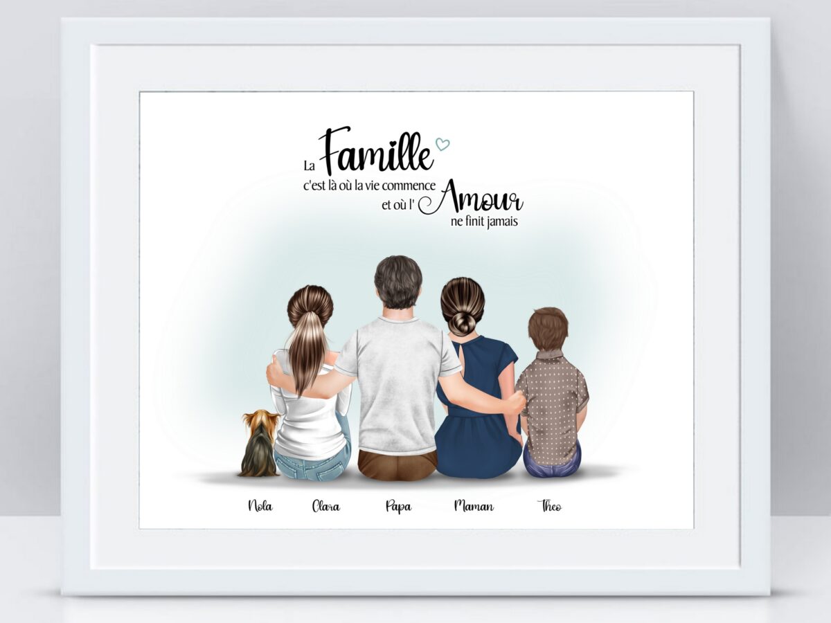 Tableau de famille personnalisé avec vos photos et textes - Ardoise