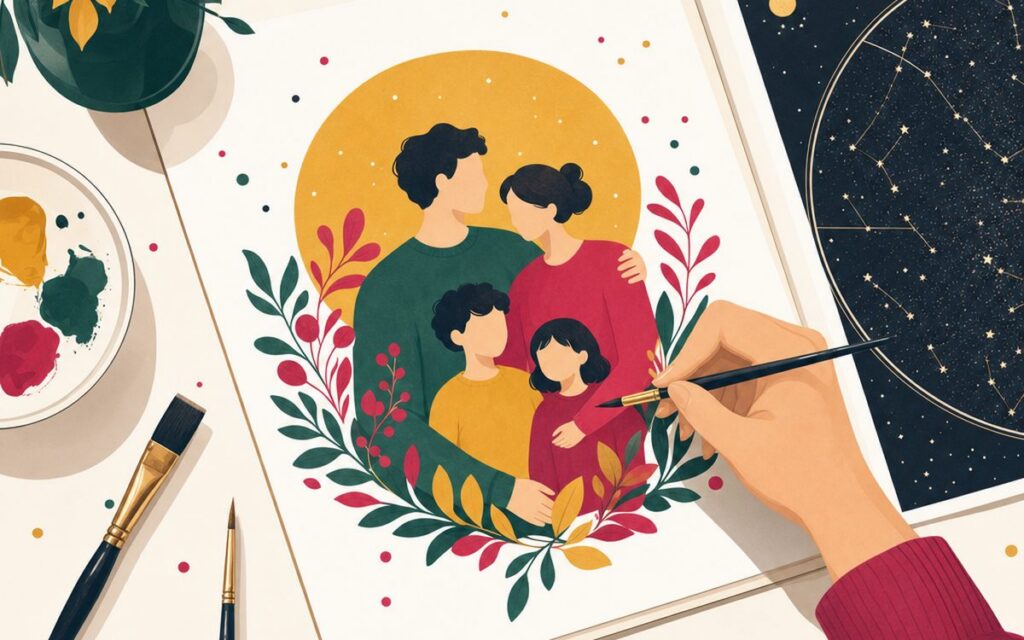 Illustration d'un atelier de création de portraits personnalisés