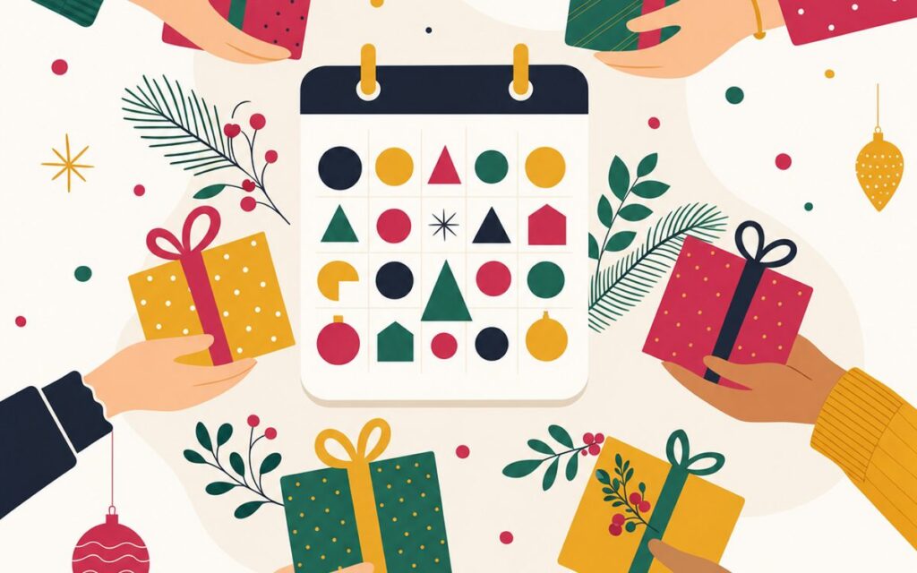 Illustration de cadeaux emballés pour toutes les occasions de l'année