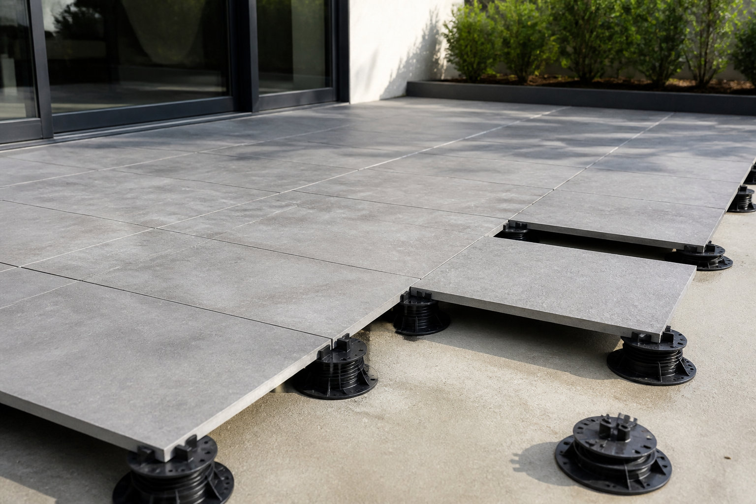 Techniques de pose entre dalle béton et plots