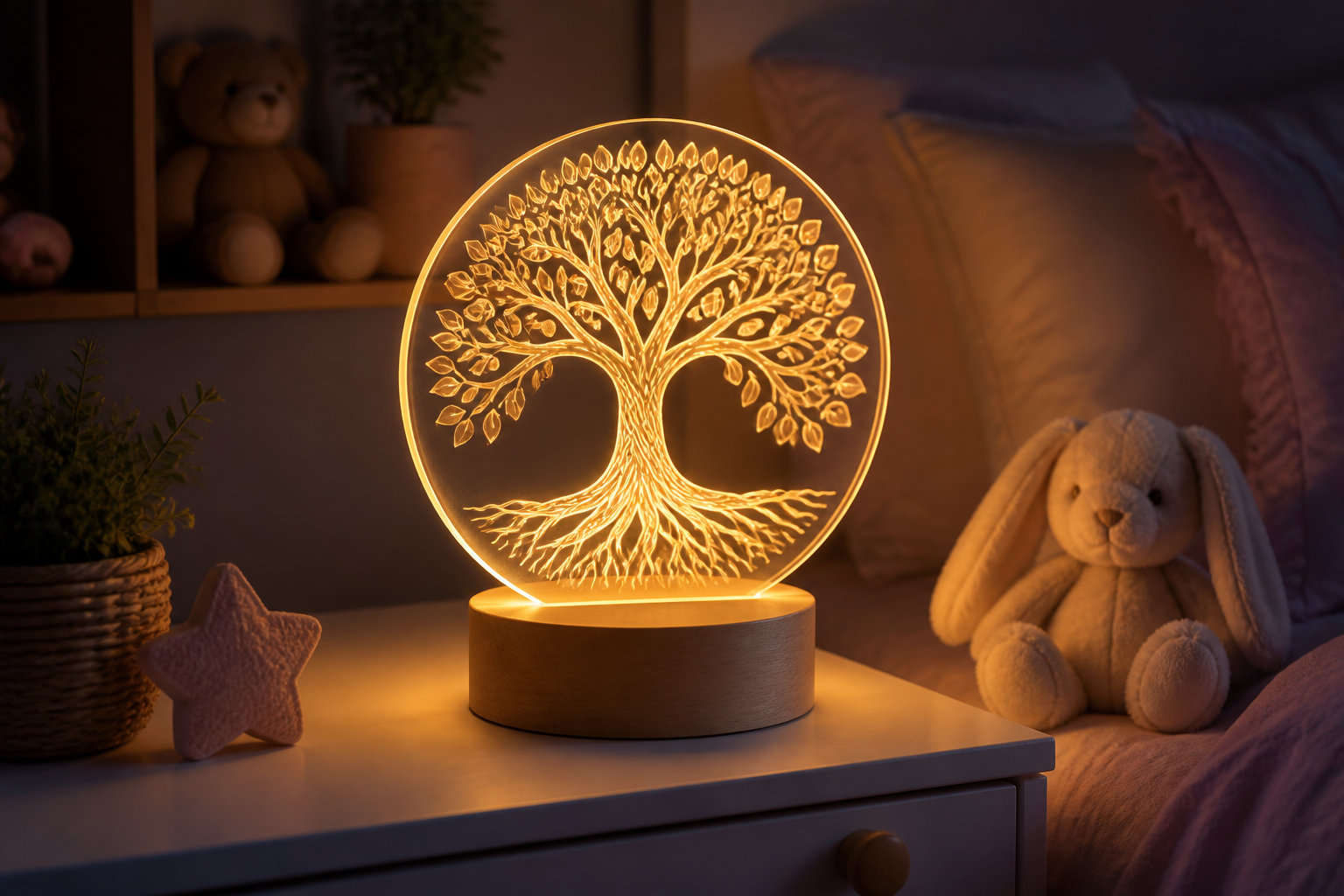 La lampe 3D personnalisée : une veilleuse douce pour la chambre